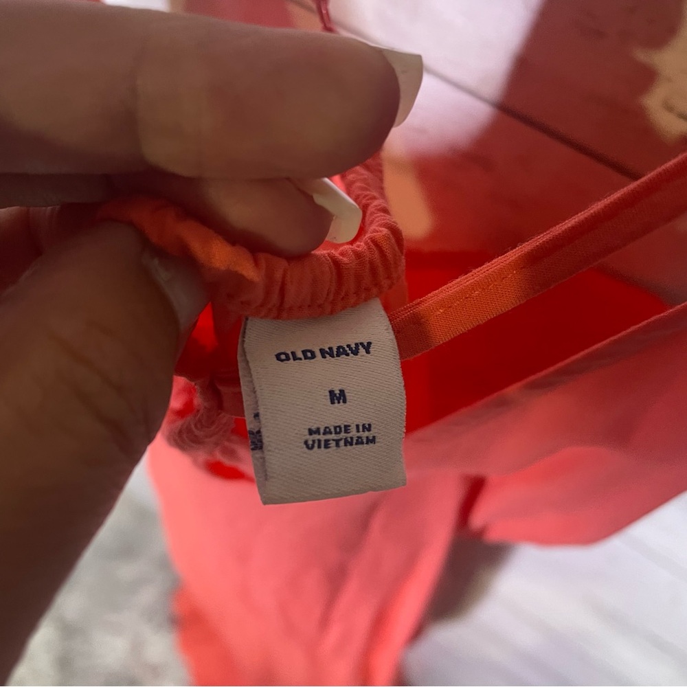 Old Navy Sleeveless V-Neck Maxi Shift Dress Coral Medium - Picture 4 of 6